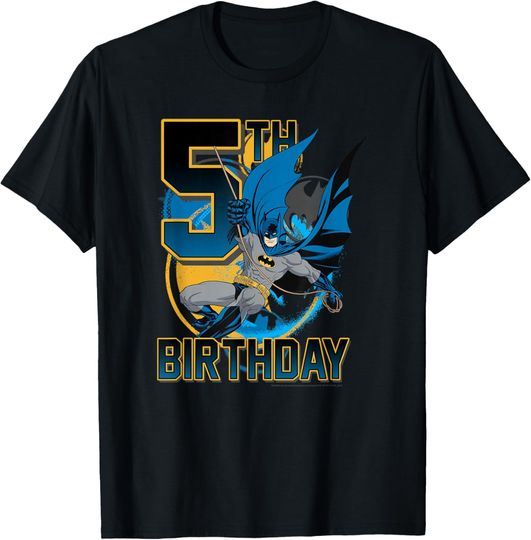 DC Comics Batman 5th Birthday Bat Swing Action Poster T-Shirt, Gift For Fans