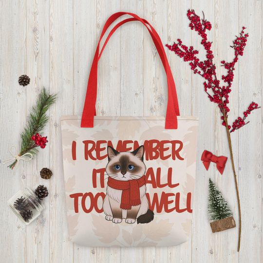 Discover Seal Ragdoll Remember It All Too Well Tote Bag | Taylorr Swifts Inspired Fall Aesthetic | Cozy Cat Lover Gift | Red Scarf Era Tote