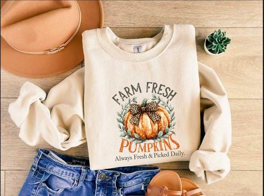 Discover Farm Fresh Pumpkins Always Fresh And Picked Daily Sweatshirt, Hand Picked Pumpkin Tee