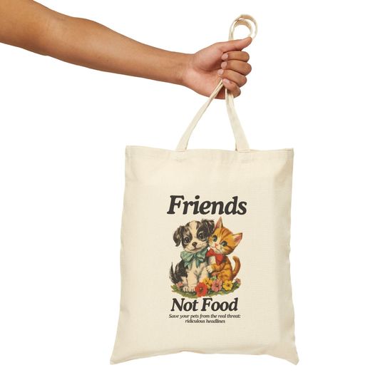 Discover Friends Not Food Tote Bag Election Funny Kamala Harris 2024 Tote Bag Childless cat ladies gift Kamala Harris supporter gift