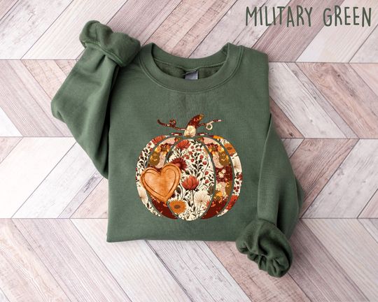 Discover Floral Pumpkin Sweatshirt, Fall Pumpkin Sweater, Pumpkin Sweatshirt, Cute Fall Sweatshirt