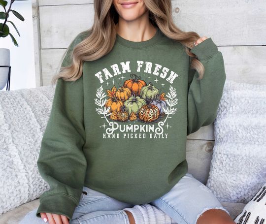 Discover Farm Fresh Pumpkins Fall Women Sweatshirt, Thanksgiving Sweater, Fall Pumpkin