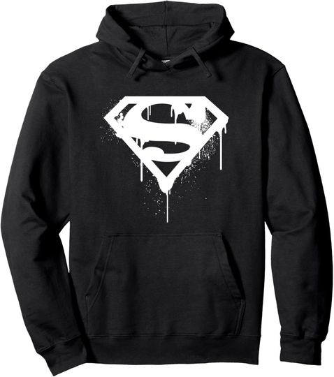 DC Superman Logo Doomsday White Graffiti Pullover Hoodie, Gift For Fans