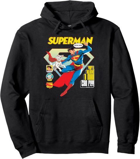 Superman  You'll Believe A Man Can Fly! Krypto Poster Pullover Hoodie, Gift For Fans