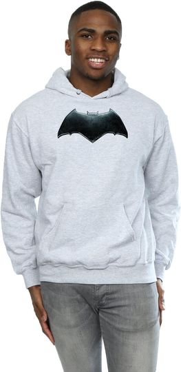 Discover DC Comics Men's Justice League Movie Batman Emblem Hoodie Small Sport Grey
