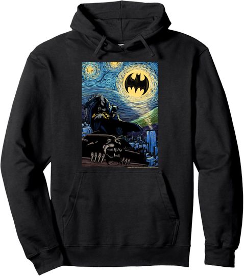 Discover DC Comics Batman Starry Night Style Painting Pullover Hoodie