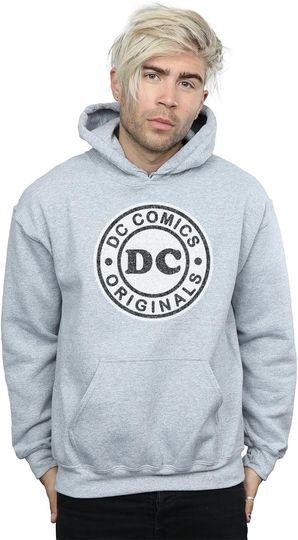 Discover DC Comics Men's DC Originals Crackle Logo Hoodie Large Sport Grey