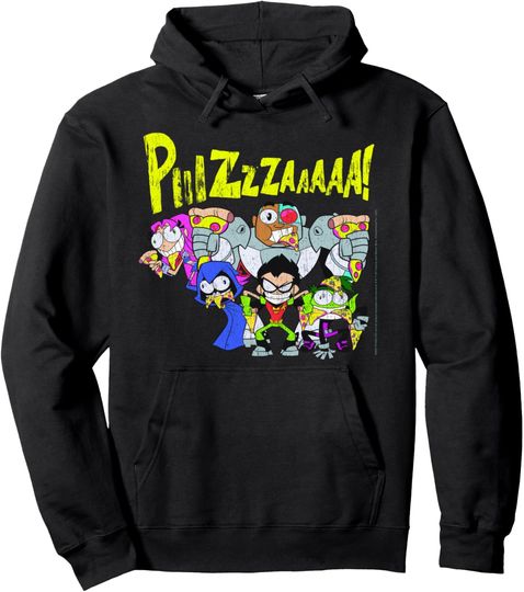 Discover DC Comics Teen Titans Go! Group Shot Pizza Portrait Pullover Hoodie
