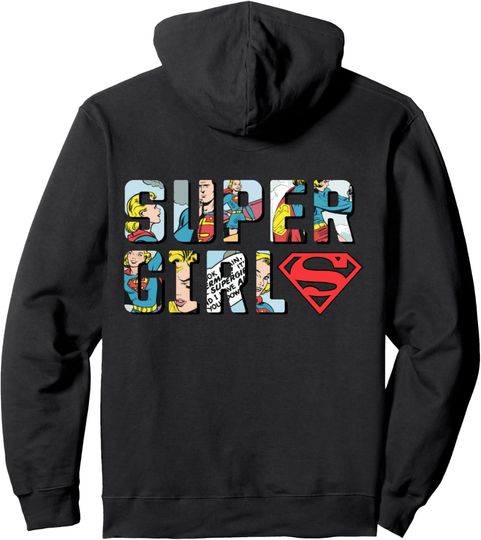 DC Supergirl Logo Comic Strip Pullover Hoodie, Gift For Fans