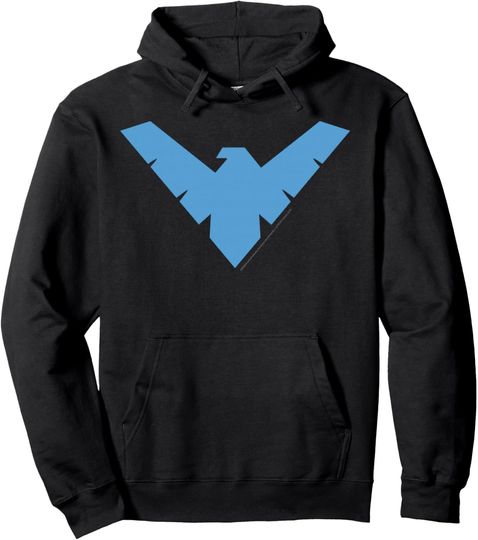 DC Comics Nightwing Classic Superhero Blue Logo Pullover Hoodie, Gift For Fans