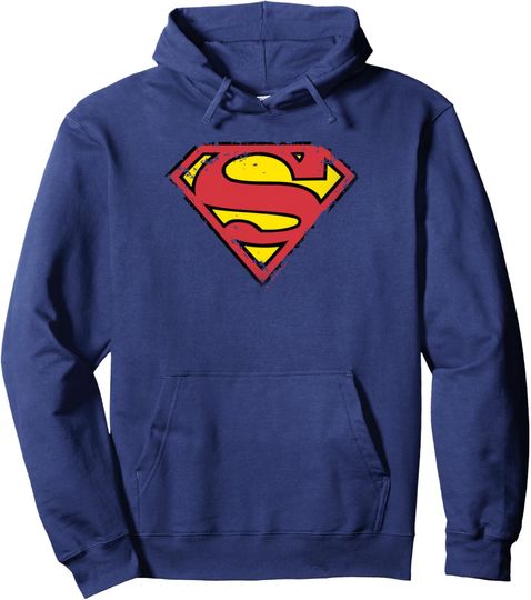 Discover Superman Distressed Shield Pullover Hoodie, Gift For Fans