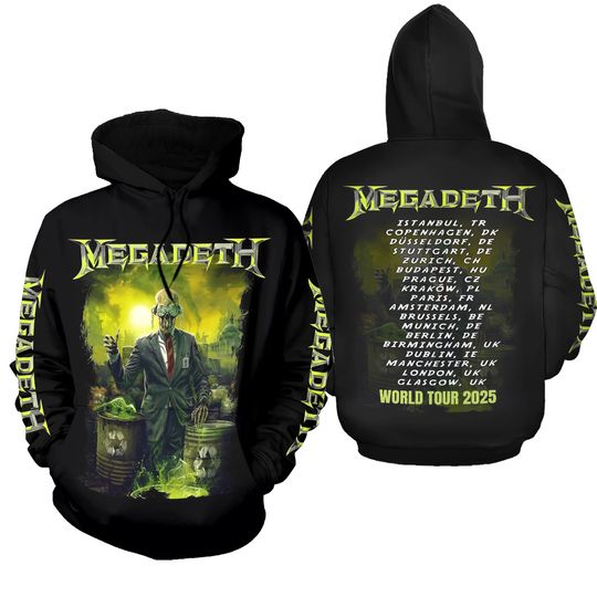 Megadeth Heavy Metal Rock Band World Tour 2025 3D Hoodie