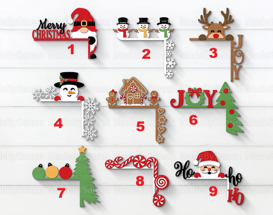 Christmas Door Corners, Christmas Gnome, Gingerman, Holiday Door Decor
