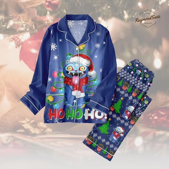 Discover Cute Derpy Tiger Matching Pajamas, Blue Tiger Christmas Pajamas Set, Kpop PJs, Tiger Movie Pajamas Women, Xmas Family Gifts For Her Him