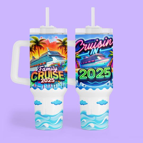 Discover Personalized Cruise Tumbler- 40 oz Stainless Travel Cup with Handle for Family Vacation