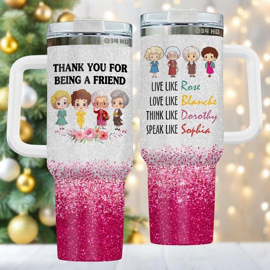 Discover Stay Golden 40oz Tumbler With Handle, Friendship Coffee Cup Gift For Her, Holiday Drinkware, Christmas Gift