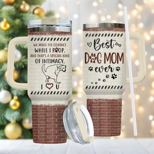 Discover Dog Lover 40oz Tumbler With Handle, Funny Coffee Cup Gift For Her, Dog Mom Drinkware For Travel, Christmas Gi