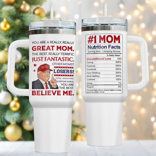 Discover Funny Mom 40oz Tumbler With Handle, Best Mother Gift For Her, Humor Drinkware For Home, Funny Christmas Gift