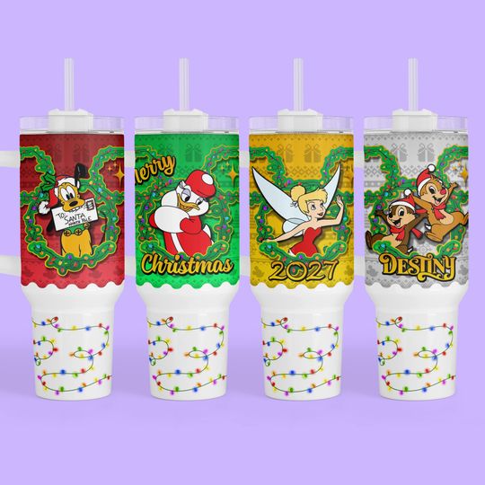 Discover Personalized Disney Christmas 40oz Tumbler - Custom Gift for Family Vacation, Very Merry Party