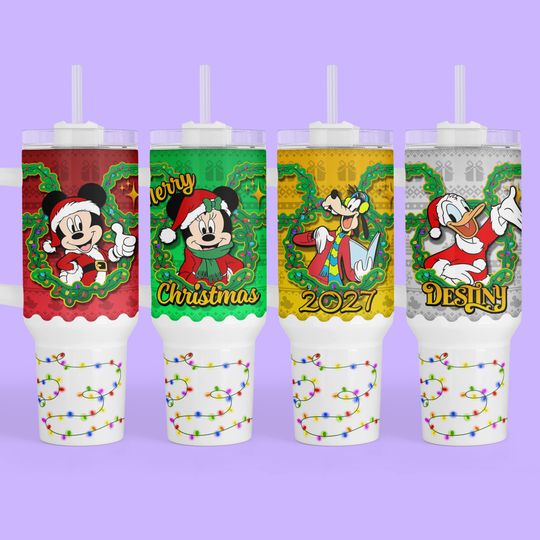 Discover Personalized Disney Christmas 40oz Tumbler - Custom Gift for Family Vacation, Very Merry Party