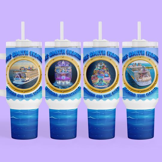 Discover Personalized Royal Caribbean Cruise Tumbler- 40 oz Stainless Travel Cup with Handle for Vacation