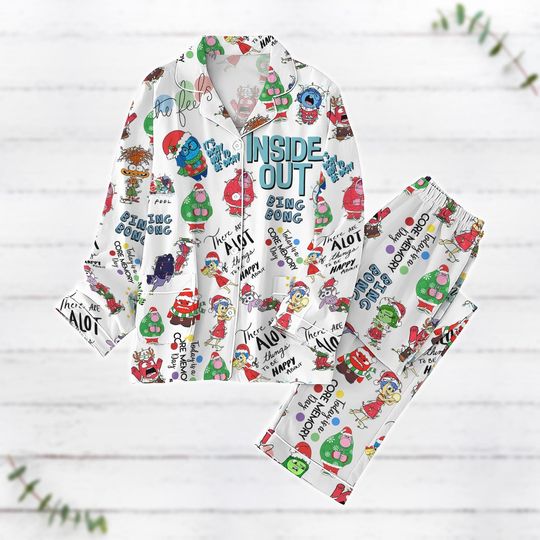 Discover Inside Out Christmas Pajamas Set, Emotional Mental Xmas Pajamas, Joy Sadness Anger Bing Bong Holiday Pajamas, Disney Christmas Party