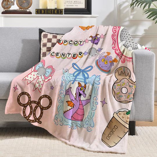 Discover Mickey & friends Epcot Throw, Coquette Bows Epcot Center Blanket, Girly aesthetic Blanket, World Traveler Blankets, Epcot World Tour Gifts