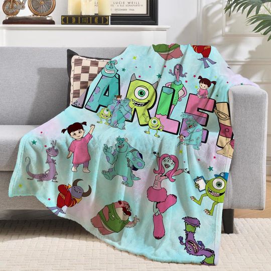 Discover Personalized Monsters Inc Fleece Blanket with All Characters, Mike, Sulley, Boo