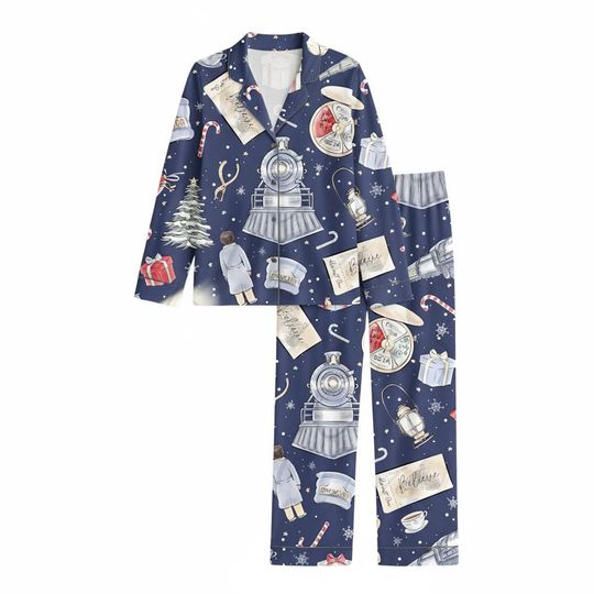 Discover Christmas Train Pajama Set, Polar Express Inspired Sleepwear, Matching Family Christmas Outfit, Gift for Her
