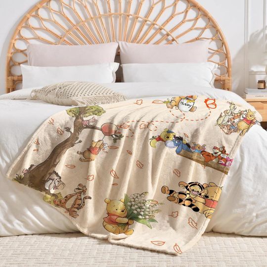 Discover Personalized Classic Winnie The Pooh Blanket, Pooh and Friends Blankets, Custom Kids Name gift, Pooh Birthday blankets, Pooh Bear Throw