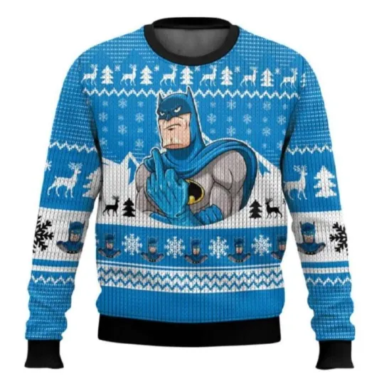 Batman Middle Finger Ugly Christmas Sweater , Ugly Christmas 2025