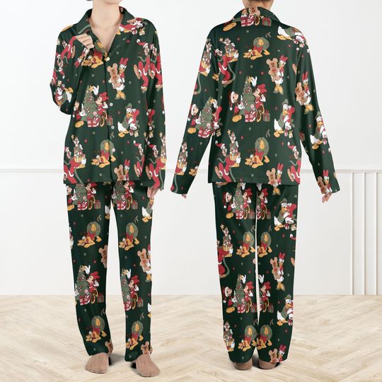 Discover Christmas Mickey & Friends Pajamas Set For Women And Kids, Christmas Cartoon Pajama Set, Festive Mickey Minniee PJs Gift for Family