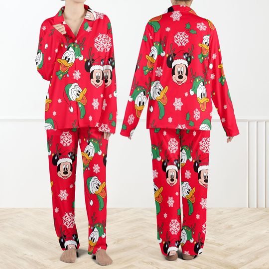 Discover Christmas Mickey & Donald Pajamas Set For Women And Kids, Disney Pajamas Set, Funny Holiday Movie Sleepwear, Family Matching Xmas PJs