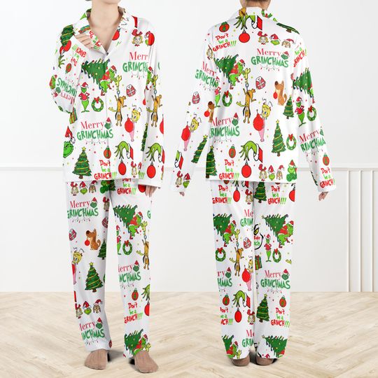 funny character Christmas Pajamas Set For Women And Kids, Merry Grin Sleepwear, Funny Holiday PJs, Family Matching Xmas Outfit, Christmas Gift