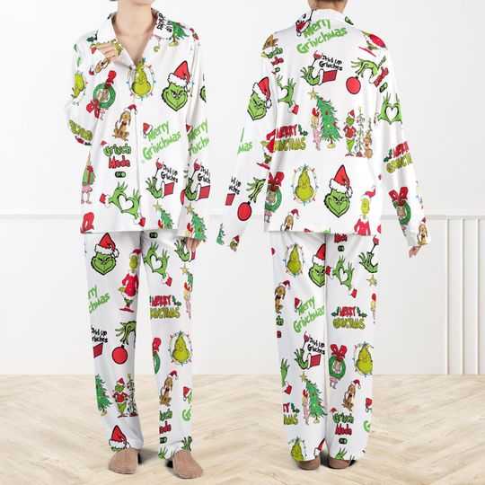 Funny Christmas Pajama Set For Women And Kids, funny character Christmas Pjs Set, Festive funny character and Max Sleepwear, Family Matching Christmas Outfit