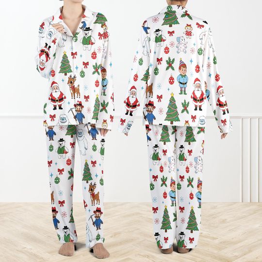 Rudolph The Red Nosed Reindeer Pajama Set For Family, Retro Christmas Cartoon Pjs, Cute Santa & Reindeer PJs, Family Holiday Pjs Set