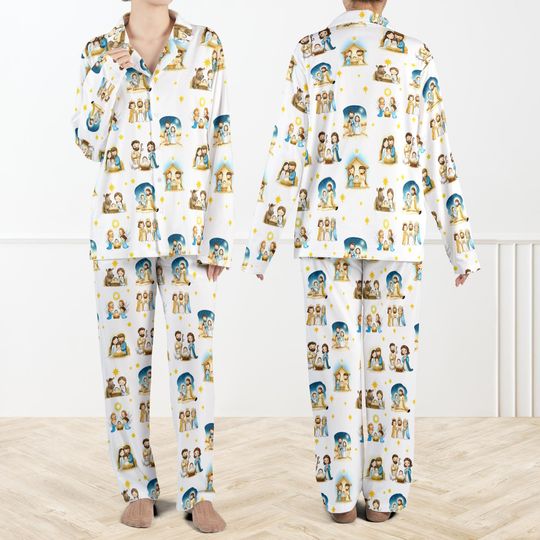 Discover Nativity Scene Christmas Pajamas Set For Women And Kids, Holy Family Sleepwear,Religious Holiday PJs,Christian Xmas Gift,Faith Pajama Outfit
