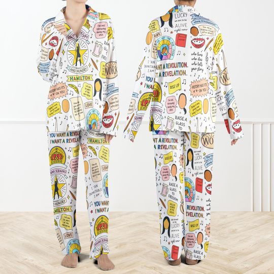 Discover Hamilton Musical Casual Pajama Set For Women And Kids, Broadway Theater PJs,Funny Quote Sleepwear Set,Colorful Outfit,Gift for Hamilton Fans