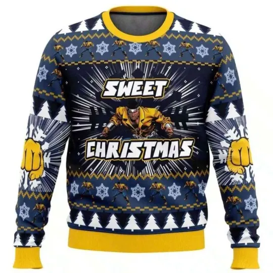 2025 Sweet Christmas Luke Cage Marvel Ugly Christmas Sweater , Christmas 2025
