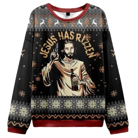 Discover Jesus Has Rizzen Ugly Christmas Sweater , Ugly Christmas 2025