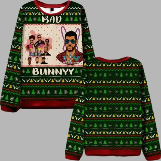Bad Bunny Super Bowl Ugly Christmas Sweater , Ugly Christmas 2025