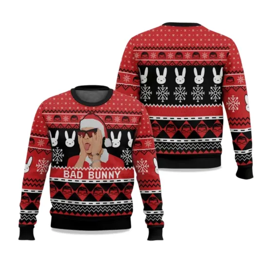 2025 Christmas Bad Bunny Ugly Sweater , HOT  Ugly Sweater  Bad Bunny  Christmas