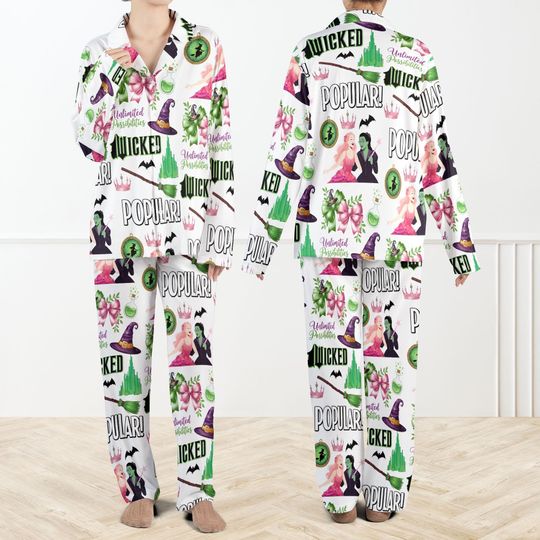 Wicked Musical Movie Pajama Set For Women And Kid, Broadway Theater Sleepwear, Wizard of Oz Inspired PJs, Fun Gift for Theater Lovers