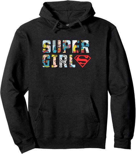 DC Supergirl Logo Comic Strip Pullover Hoodie, Gift For Fans