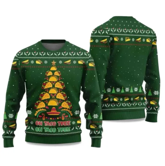 Discover 2025 Oh Taco Tree Ugly Christmas Sweater Size Xs-5Xl