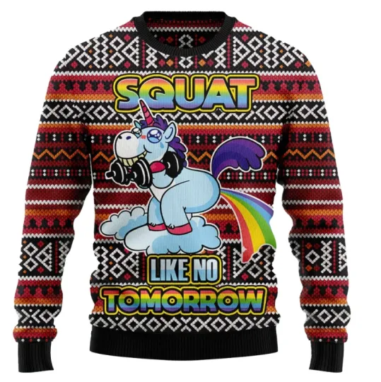 Discover Unicorn Squat Like No Tomorrow Ugly Christmas Sweater