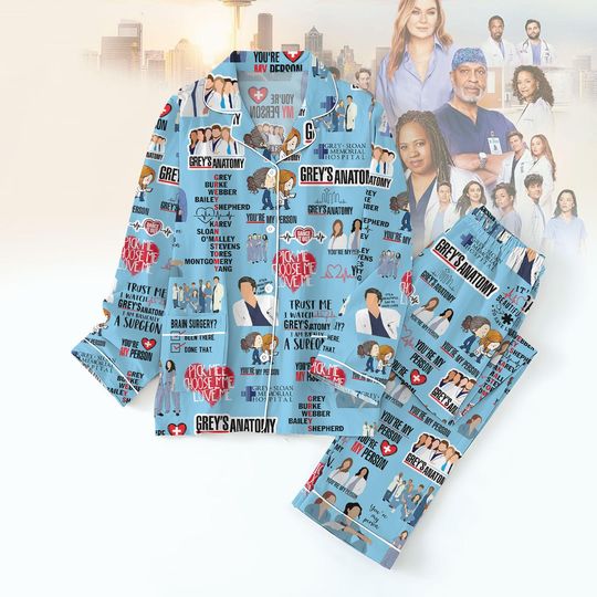 Discover Grey's Anatomy Long Sleeve Thick Pajamas, Vintage Greys Anatomy Pajamas Set, Meredith Grey Derek Shepherd Shirt, Grey Anatomy Fan Gift