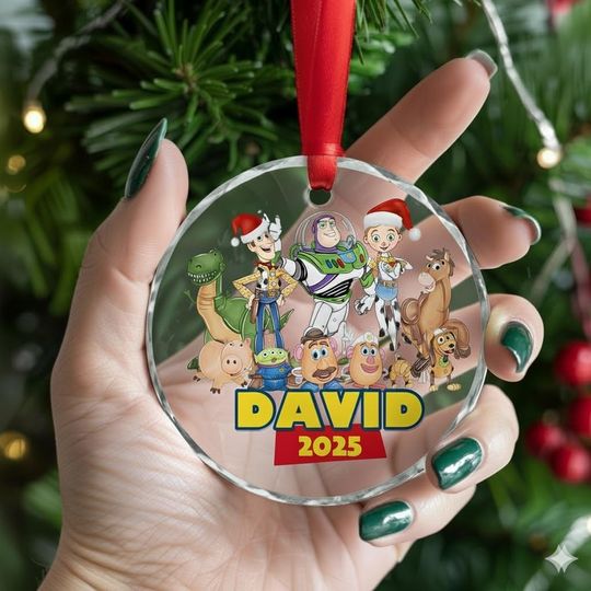 Discover Toy Story Glass Christmas Ornament, Woody & Friends, Personalized Disney Tree Decoration