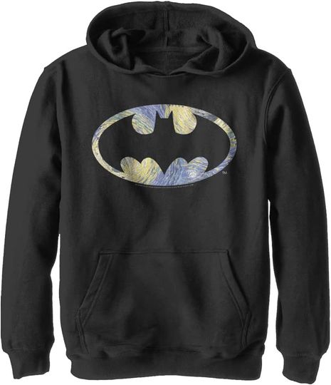 DC Comics Kids' Batman Starry Bat Logo Youth Pullover Hoodie, Gift For Fans