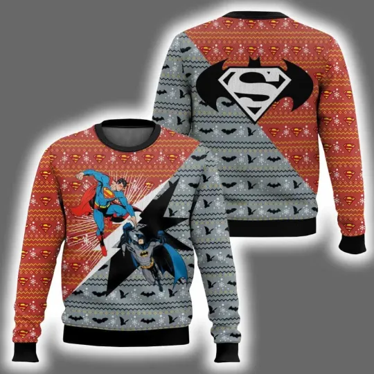Discover Bat*man vs Supe*rman Ugly Christmas Sweater 2025
